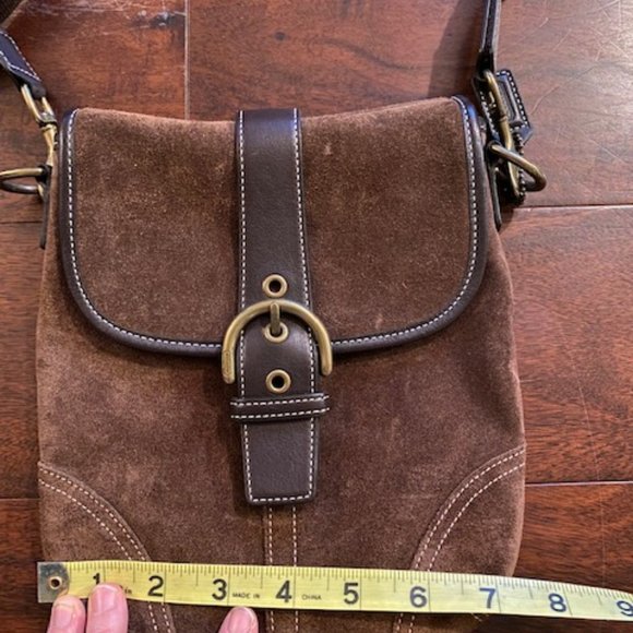 Coach brown leather suede crossbody bag - Picture 5 of 5